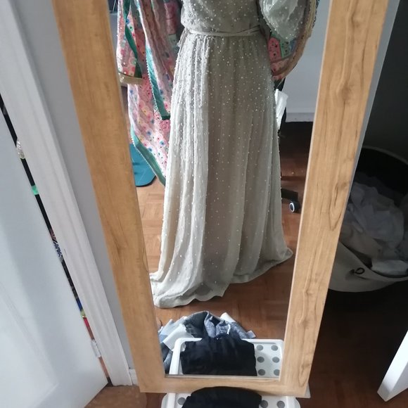 Hand Sewn Delicate Beaded Dress Long Sleeve Size Small - Picture 11 of 11